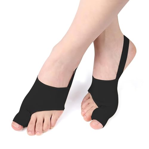 Kmachm 2x Hallux Valgus Korrektor für Damen und Herren, Großzehentrenner, weich und atmungsaktiv für Tag und Nacht, Einheitsgröße - Schwarz