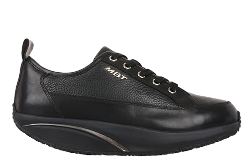 MBT -1997 OBU Damskie buty codzienne ze skóry Nappa i skóry granulowanej. Fizjologiczne, anatomiczne i wygodne buty z zakrzywioną podeszwą., czarny, 38 EU