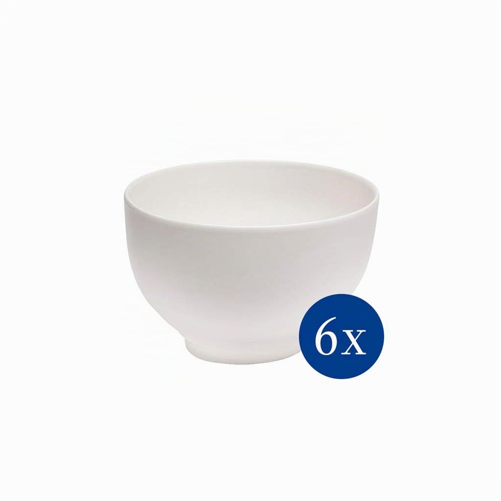 vivo by Villeroy & Boch Group Basic White Boles, Set de 6 piezas OVALADAS, Porcelana Premium, Blanco