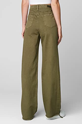 [BLANKNYC] Womens Luxury Clothing Wide Leg Raw Hem Twill Pant, Comfortable & Stylish3
