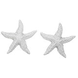 BELLIFFY Adorno para Peceras 2 Piezas Estrella de Mar Blanca de Resina Natural Decoración Marina para Acuarios y Paisajismo Acuático Decorativo
