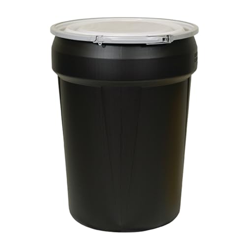 Eagle Plastic Drum, 30 Gallon Drum, DOT Compliant, Made in USA, Black | High-Density-Polyethylene Construction, Open Head Lab Pack Drum, Metal Lever-Lock Lid, Hazardous Material Storage, Transport