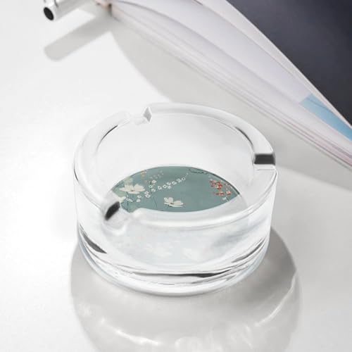 Cendrier sans fumée fleurs cyan clair haut de gamme en verre décoratif