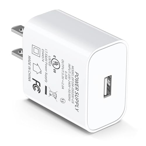 USB Wall Charger, 5V 2A USB Charger Block Plug Cube Travel Power Adapter Fast Charging Block for iPhone 16 15 14 13 12 11 X XR XS, Galaxy, LG, Moto, Tablet, Kindle, Air, Mini, Android Phones(1Pack)