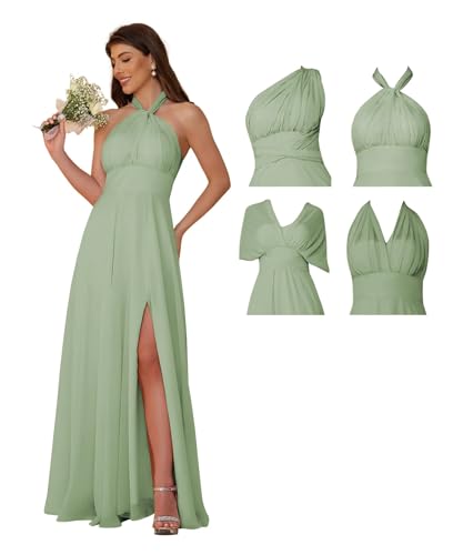 SEIM Women's Transformer Long Bridesamid Dress Multi-Way Wrap Convertible A Line Pleated Formal Evening Gown