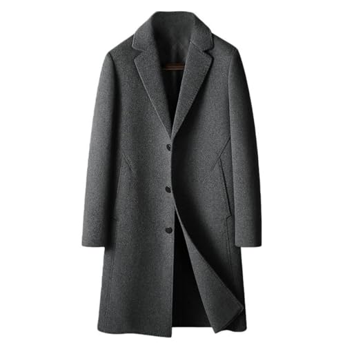 Trench en laine double face manteau mi-long homme avec col veste classique chic