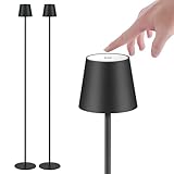 IMQSQIK 2Pack Cordless Floor Lamp for Outdoor/Indoor, Built-in 6800 mAh Battery LED Battery Operated lamp Rechargeable, with Touch Control Floor lamp，Adjustable Height Floor Lamp for Patio(Black)