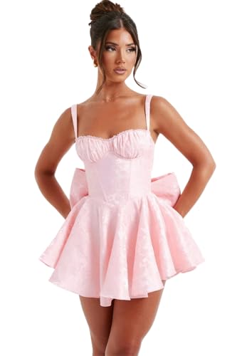 Satin Homecoming Dresses for Teens Short Prom Dress with Bow A-Line Cute Corset Cocktail Birthday Party Gown