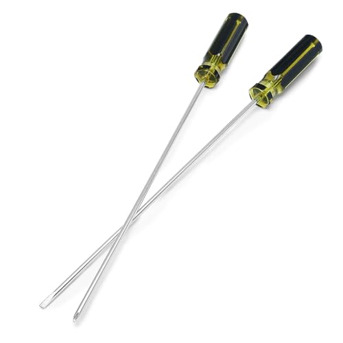 Image of 2Pcs 39cm Long Screwdriver Set, Phillips and Slotted Set (Silver)