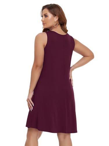 Image of BELAROI Women Casual Summer Beach Dresses Plus Size Sundress V Neck Pockets Swing Tank Dress Cover Ups