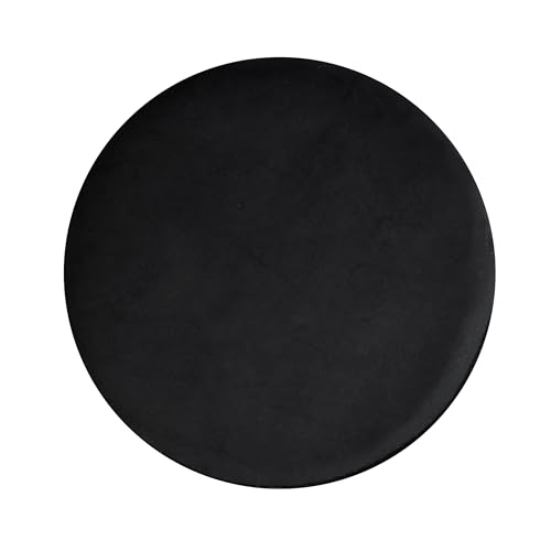 Image of NACIA Velvet Upholstered Ottoman Stool with Wooden Legs | Round Pouffe Footrest Seat for Living Room Bedroom Balcony | Compact Foot Stool for Sitting Home Decor Furniture, 18 Inch (Black, Set of 2)