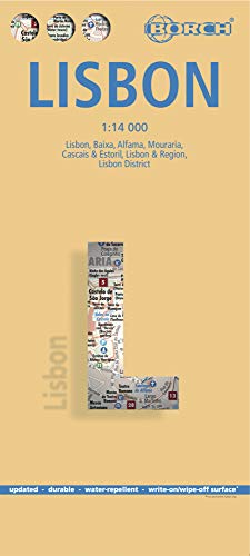 Laminated Lisbon Map by Borch (English, Spanish, French, Italian, German and Japanese Edition)