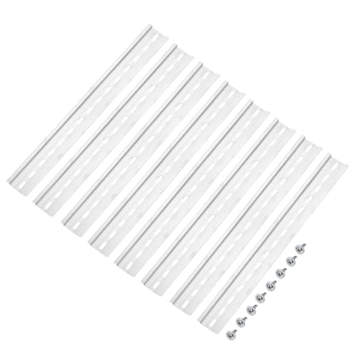 MECCANIXITY DIN Rail Slotted Aluminum Mounting Guide 12 Inch x 1.4 Inch x 0.3 Inch for Electrical Industrial Products Silver Tone 8 Pcs