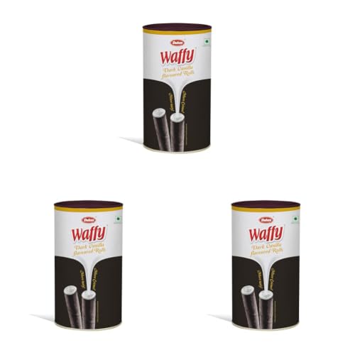Image of Dukes Waffy Dark Vanilla Flavoured Rolls Tin (300g) (Pack of 3)