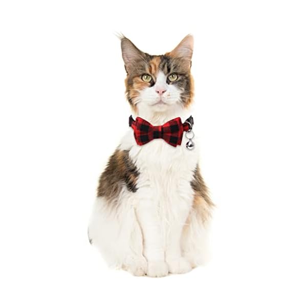 Christmas cat collar halloween thanksgiving day fall breakaway with cute bow tie and bell for kitty adjustable safety plaid - image 5