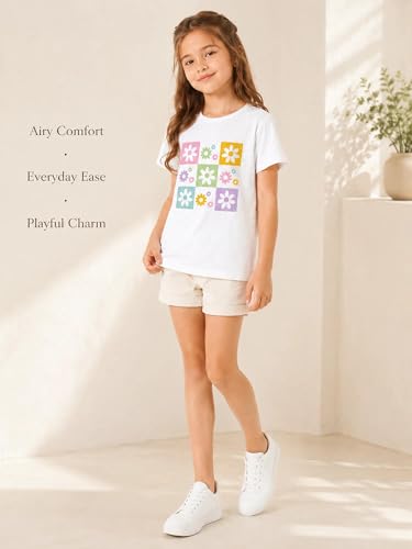 Image of Girls' Graphic Tees Summer Cute Tops Casual Short Sleeve Crew Neck T Shirts
