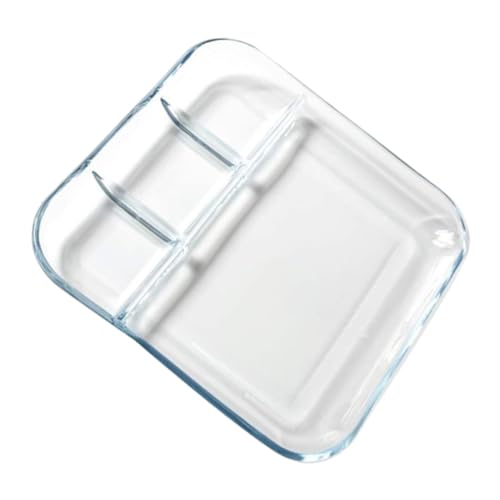 LEDMOMO 透明耐熱ガラス餃子プレート 仕切り付き醤油皿 コンパートメント付き実用的な食器 家 飲食店用デザート スナック盛り付け皿