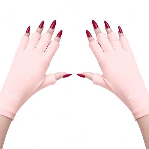 MelodySusie Premium Fingerless Protection UV Gloves for Gel Manicures | UPF50 UV Blocking Fabric Protect Hands from Sun and Nail Dryer HarmUnisex for Salon & Home Gel ManicureBlack product thumbnail 15