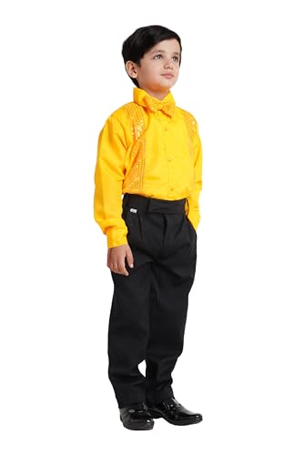 Image of Kaku Fancy Dresses Dance Costume Shinning Shirt With Bow Tie for Kids | Sequin Work School Annual Function & Theme Party's Shirt for Boys (ONLY SHIRT)