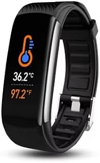 C6T Smart Fitness Tracker con monitor de temperatura corporal, pulsera impermeable para iOS y Android, color negro
