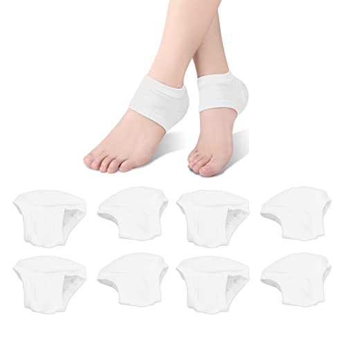 ANGGREK - Calze idratanti, 4 paia di calzini idratanti per il tallone per fermare i talloni screpolati, senza dita dei piedi (bianco)