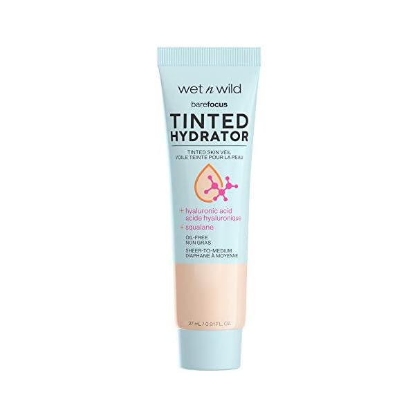 wet n wild Bare Focus Tinted Hydrator Matte Finish, Light Medium, Oil-Free, Moisturizing Makeup | Hyaluronic Acid | Sheer To Medium Coverage