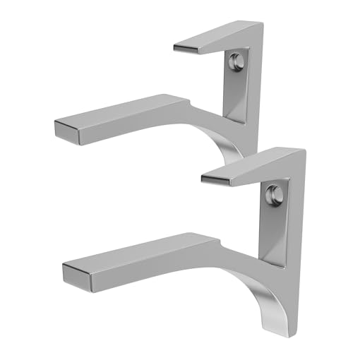 Brixwell Aluminum Shelf Bracket 5 1/16 Length Chrome Finish Adjustable Support for 5/8 to 3/4 Glass Perfect for Wall-Mounted Floating Glass Shelves Sleek Design Pack of 2
