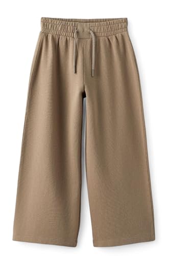 Image of Alan Jones Clothing Girls Mid Rise Solid Cotton Wide Leg Trackpant | French Terry Fabric | Relaxed Fit