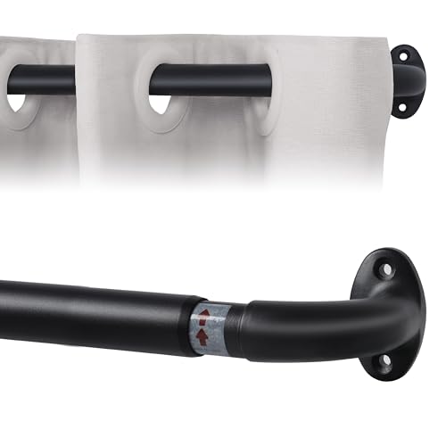 KINGSOW Curved Extendable Curtain Poles: 70-120cm Blackout Curtain Rod for Small Windows Doors for Eyelet Curtains