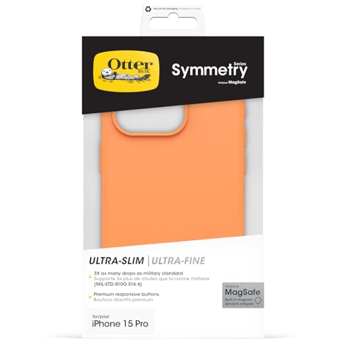 OtterBox Symmetry for MagSafe Case for iPhone 15 Pro, Shockproof, Drop Proof, Protective Thin Case, 3X Tested to Military Standard, Orange by OtterBox - Image 5