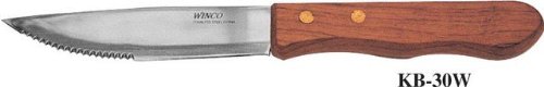 Winco Jumbo Pointed Tip Steak Knife with Wood Handle, 5 inch - 12 per case.