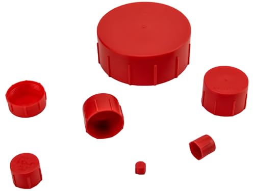 Image of Caplugs CD-TC-14 CD Series - Threaded Plastic Cap for Flared JIC Fittings, 30 Pack, Red LD-PE, to Fit Thread Size 1-1 /16 inch-14, Protective Closures, Dirt and Moisture Seals, Masking, Painting, Plating