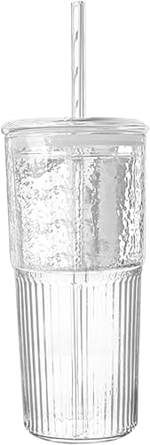 Hrzisda 2個セットガラス薄づくりハイボールグラス食洗機電子レンジ対応耐熱ハイボール・グラス透明ストロー付き蓋付きうすはりタンブラーグラスキャニスターグラスコーヒージュースミルクティーアイスグラスマグカップクリスタルグラスカクテルグラスおしゃれ祝い