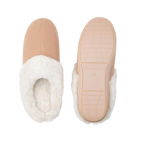 Brookstone Classic Comfort Memory Foam Indoor Slippers - Women's Memory Foam Cozy Slippers - Soft Plush, Non-Slip Sole