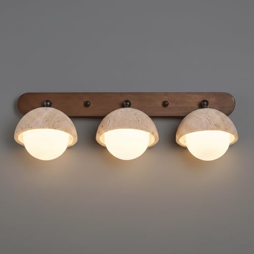 Aplique de pared de travertino y vidrio con rotación 360 grados estilo crema mid-century 2