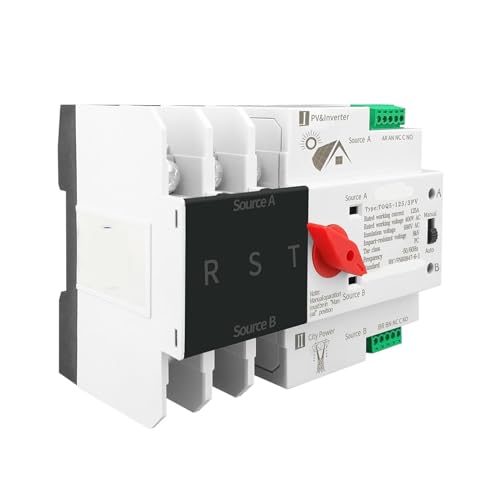Commutateur ATS 3P triphasé 63A rail DIN transfert automatique double puissance sans coupure
