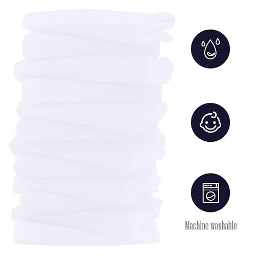 Image of 16 Pack Baby Washcloths - 10x10 Inch, Microfiber baby towel - Absorbent and Soft baby Wash Clothes for Newborns, Infants and Toddlers - Quick Dry for baby boys and girls face towel - White