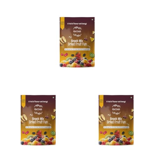 Image of Khari Foods Dried Fruits Snack Trail Mix, Natural Blend of Dried Dates, Apricots, Kiwi, Mango & More, Fibre & Antioxidant Rich, No Additives (200g) (Pack of 3)