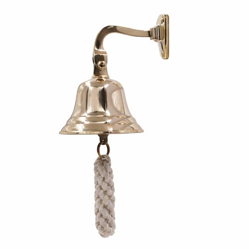 THDC Solid Brass Ship Last Orders Pub Door School Dinner Reception Home Decor Wall Mountable Bell (3")