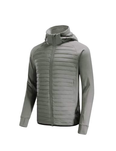 Image of baleaf Men's Running Jacket Lightweight Warm Up Puffer Jacket Hybrid Thermal Hiking Golf Insulated Coat Thumble Hole