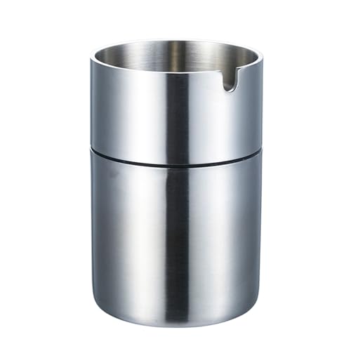 Car Ashtray for Ford Puma/Shelby/Taurus/Tourneo/GT/Galaxy/Figo Aspire/Territoty Automotive Ashtray Mini Car Trash Can Stainless Steel Ashtray,Silver-7 * 11.8cm