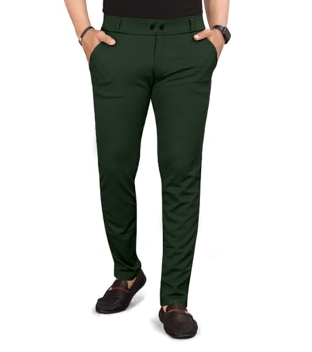 Image of HARSHAD KUMAR & CO. Men's Solid Slim Fit Stretchable Casual Wear Comfortable Formal Trousers Pants