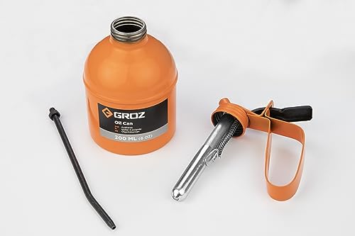 Image of Groz 200ml Oil Can with Spout | Easy Thumb Press Mechanism | Spill Free Oiling | Oil Can for Bikes, Garage, Automotive, Industrial, Home, DIY | V200R