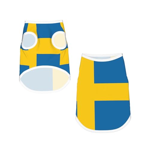 Hundehemd mit schwedischer Flagge, für kleine Rassen wie Chihuahuas, Yorkies und Welpen