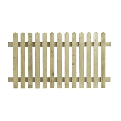 Image of eDecks Round Top Picket Fence Panel for Garden - 1.8m x 0.9m - Pressure Treated Timber - Decorative Wooden Picket Fence Panel for Boundaries, Paths, Front Gardens & Outdoor Landscaping