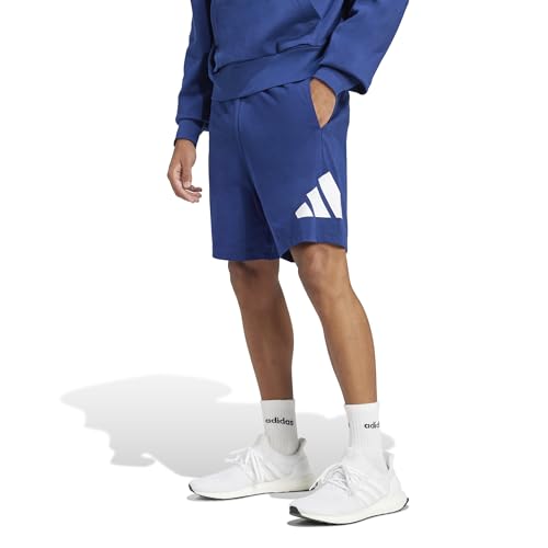 adidas Men's Essentials Big Logo Single Jersey 7-Inch Sportswear Shorts, Dark Blue/White, Small/Tall