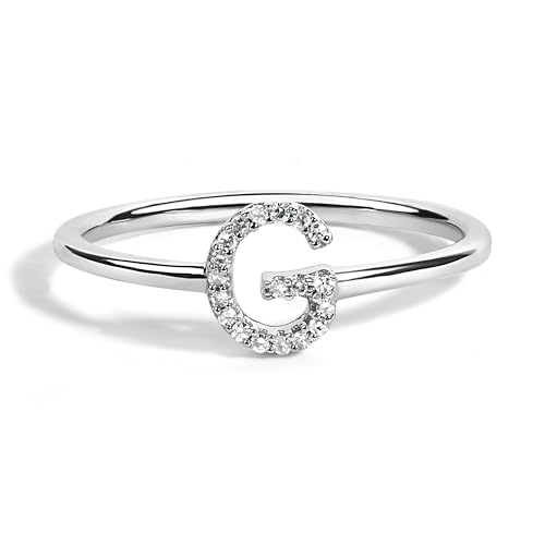 10K White Gold Diamond Accent Initial "G" Ring - Size 7