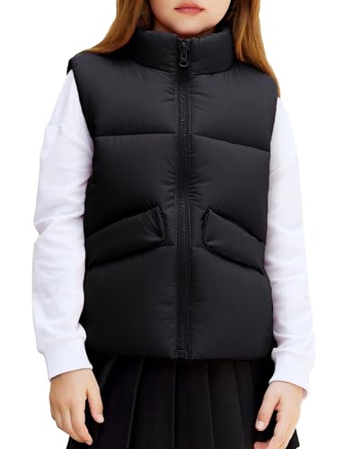 Happy Cherry Girls Winter Zipper Puffer Vest Kids Lightweight Stand Up Collar Warm Sleeveless Jacket with Pockets