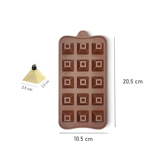Image of HS Pyramid Silicone Mould, Non-Stick Food Grade Silicone Mould for Chocolate, Candy, Jelly & Ice Cube (Brown)