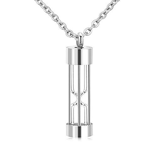 CoolJewelry Urn Necklace for Ashes Cylinder Eternal Hourglass Glass Infinity Memorial Cremation Jewelry for Ashes Pendant Keepsake Stainless Steel